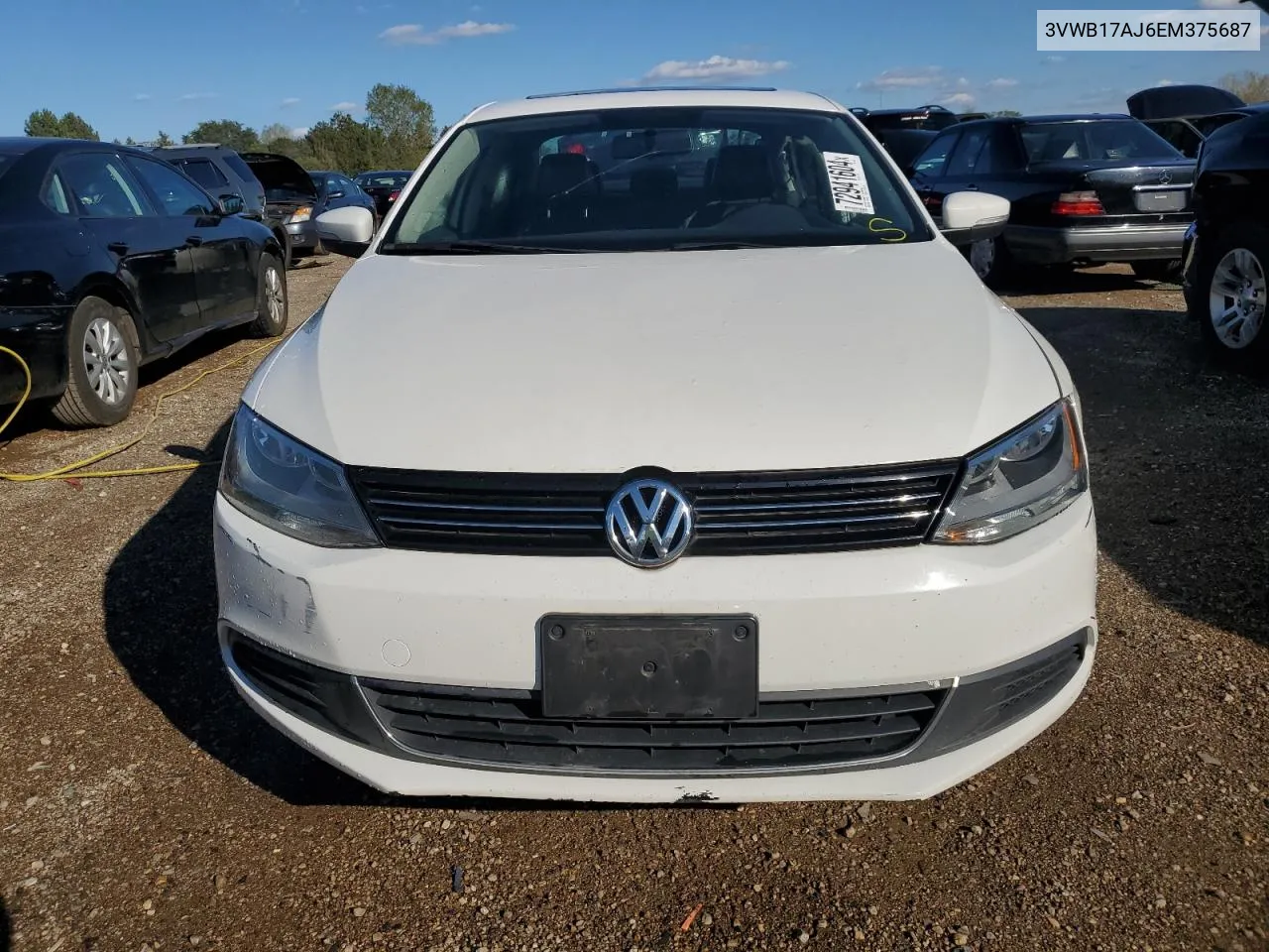 2014 Volkswagen Jetta Se VIN: 3VWB17AJ6EM375687 Lot: 72941604