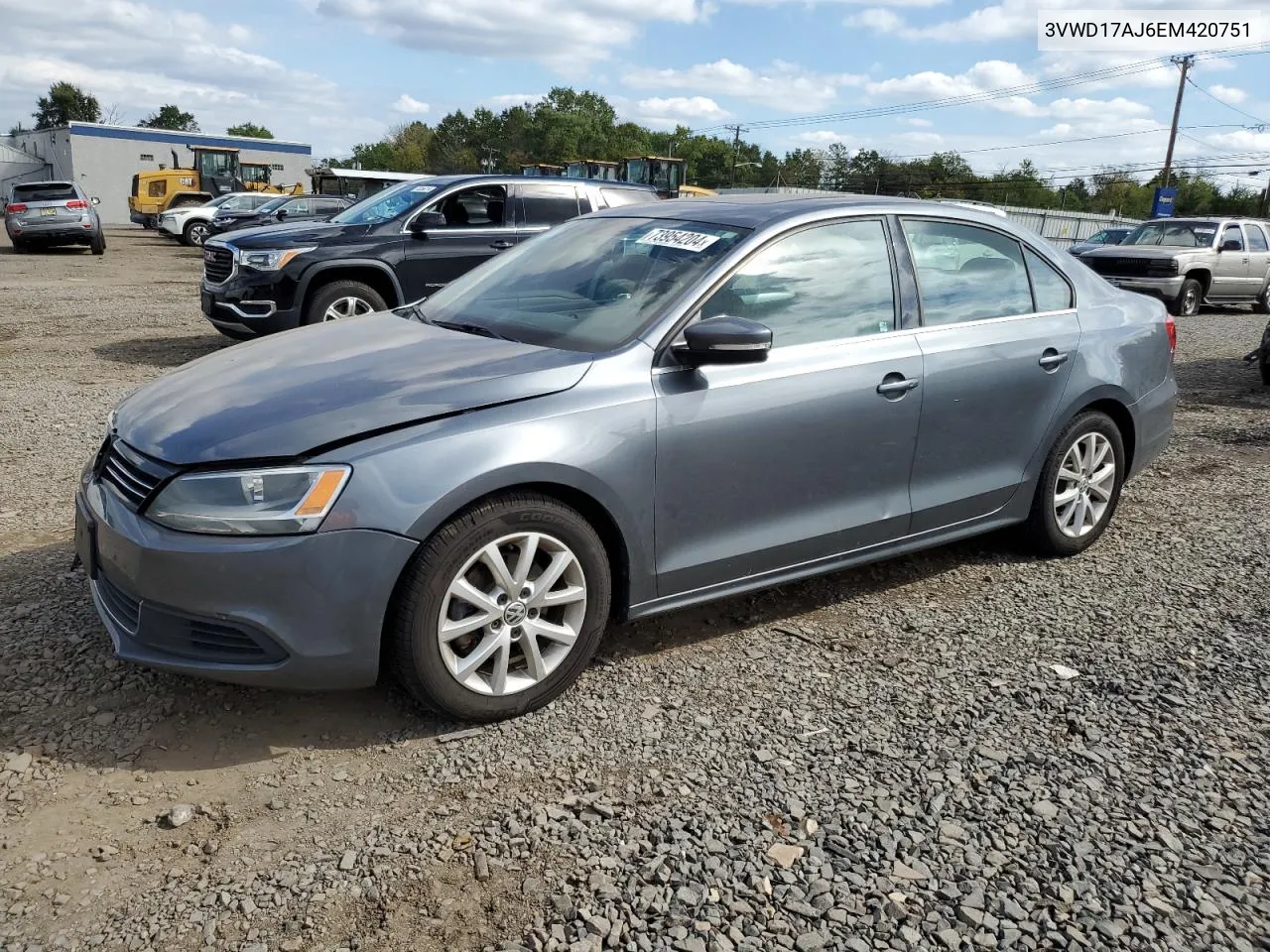 2014 Volkswagen Jetta Se VIN: 3VWD17AJ6EM420751 Lot: 73954204