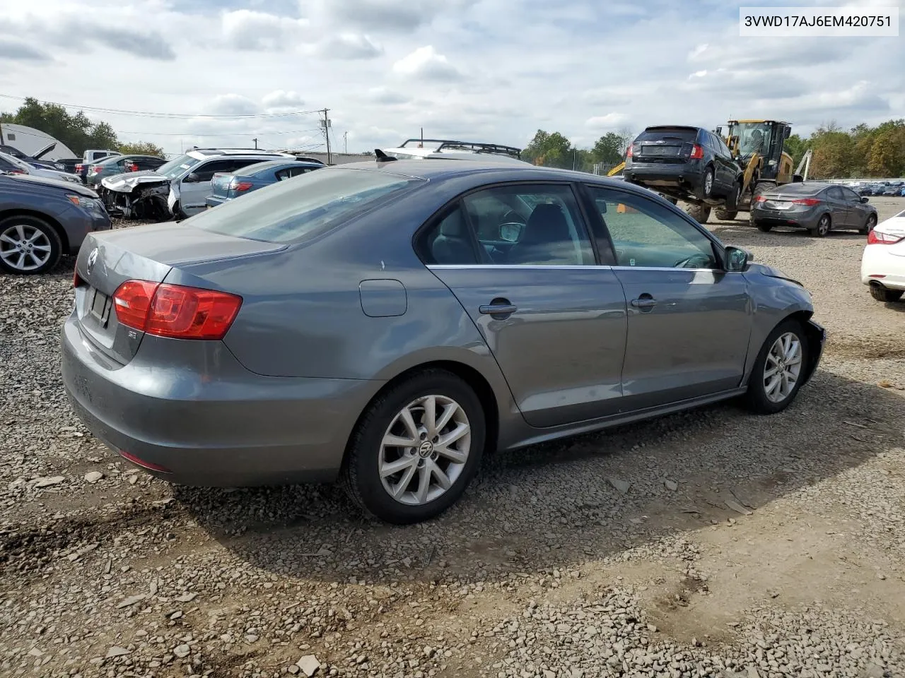 2014 Volkswagen Jetta Se VIN: 3VWD17AJ6EM420751 Lot: 73954204