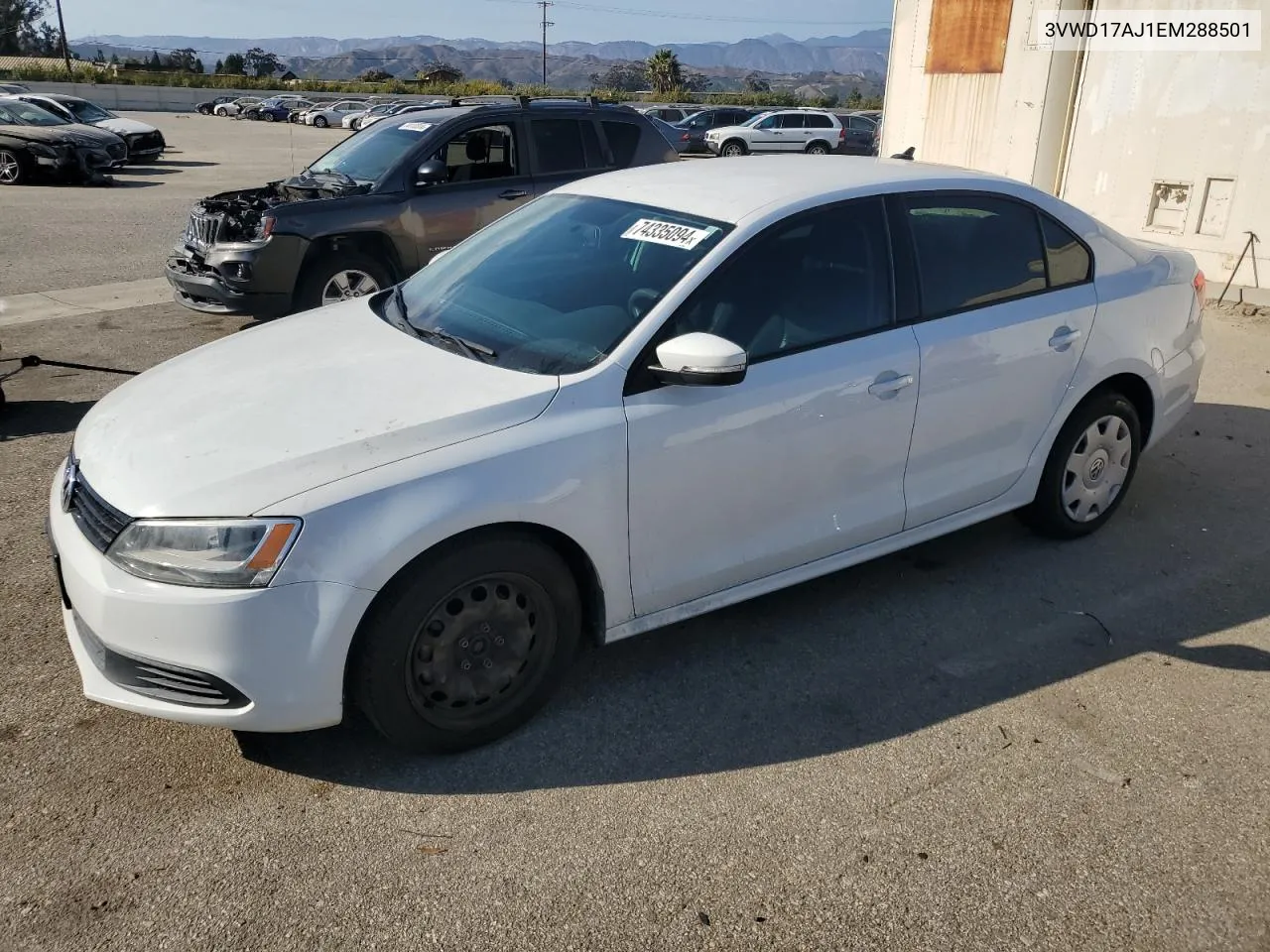 2014 Volkswagen Jetta Se VIN: 3VWD17AJ1EM288501 Lot: 74335094