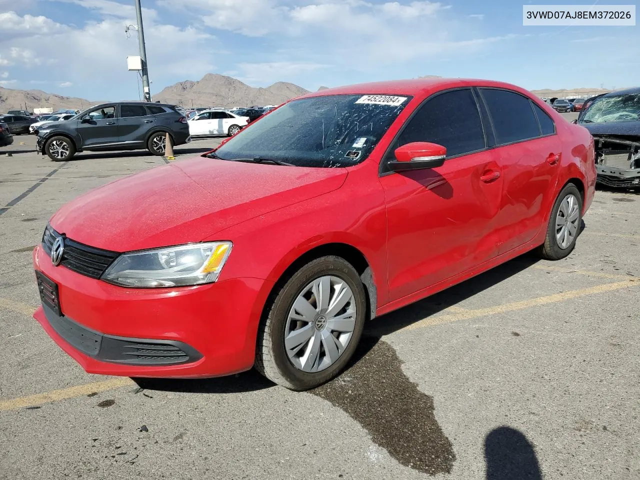 2014 Volkswagen Jetta Se VIN: 3VWD07AJ8EM372026 Lot: 74522084