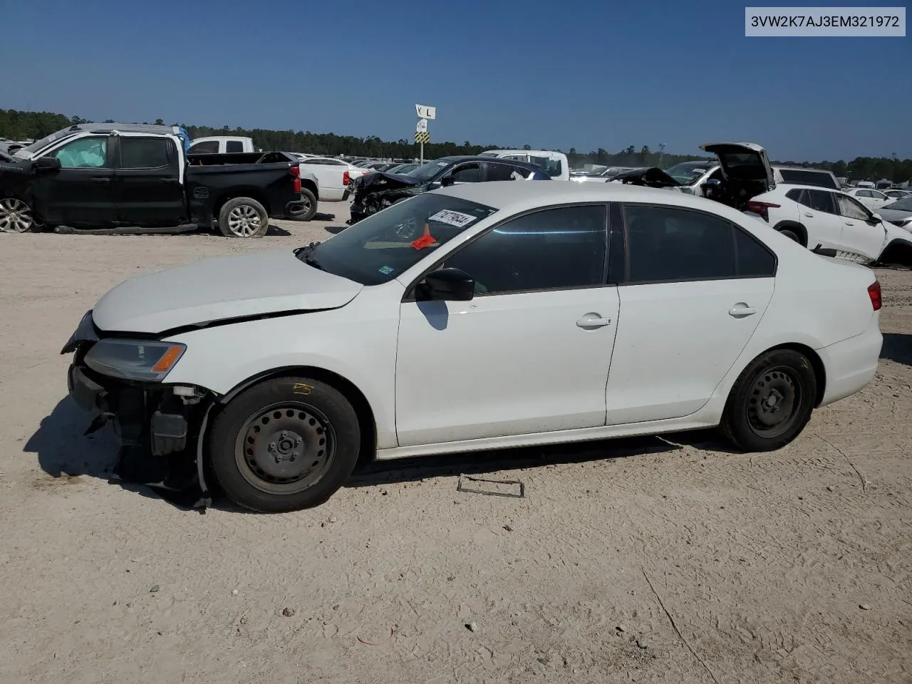 2014 Volkswagen Jetta Base VIN: 3VW2K7AJ3EM321972 Lot: 74779644