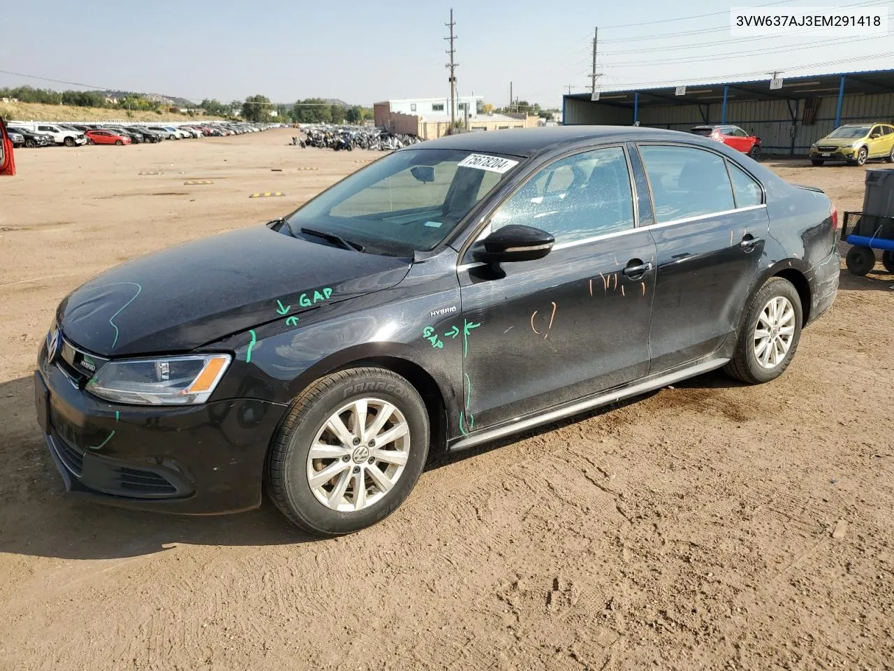 2014 Volkswagen Jetta Hybrid VIN: 3VW637AJ3EM291418 Lot: 75678204