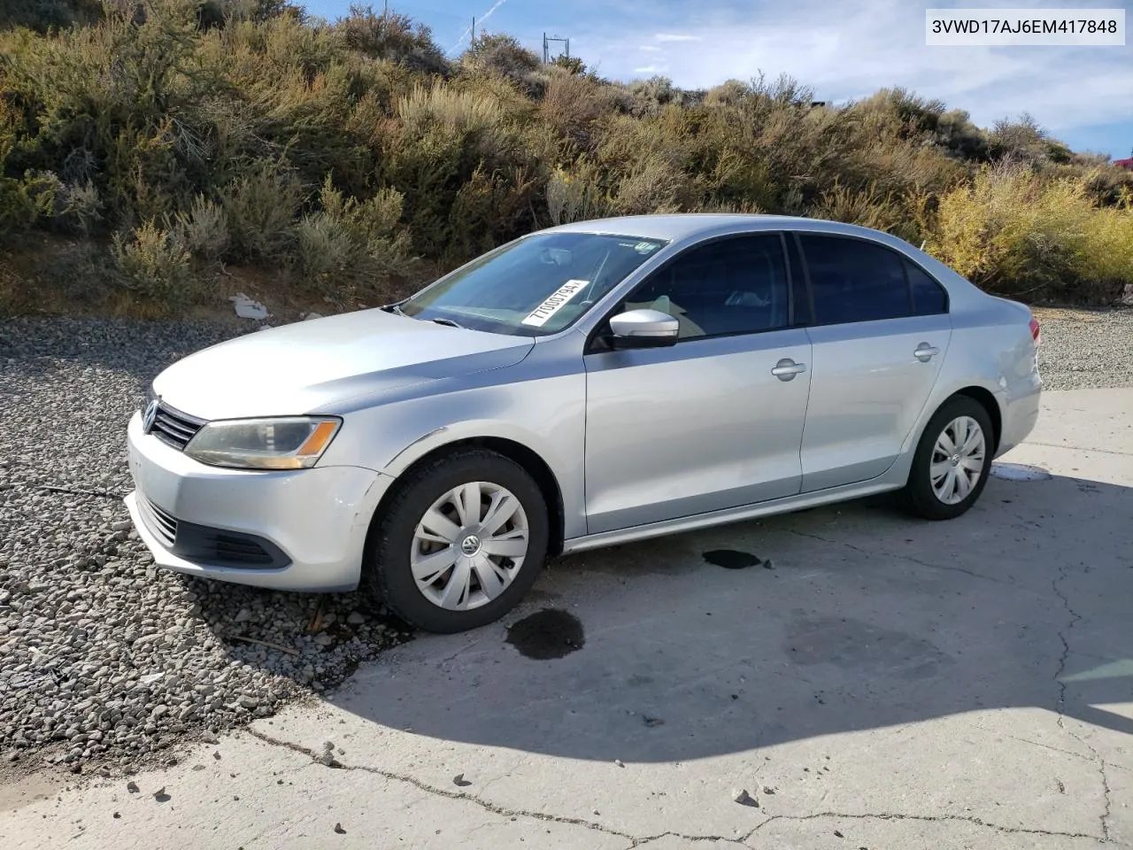 2014 Volkswagen Jetta Se VIN: 3VWD17AJ6EM417848 Lot: 77000794