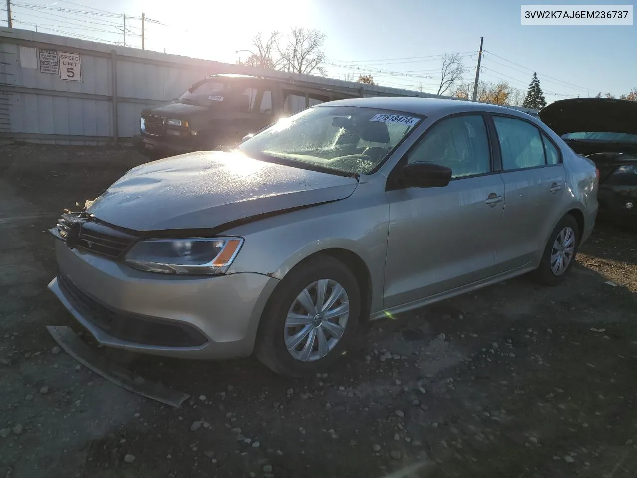 2014 Volkswagen Jetta Base VIN: 3VW2K7AJ6EM236737 Lot: 77618474