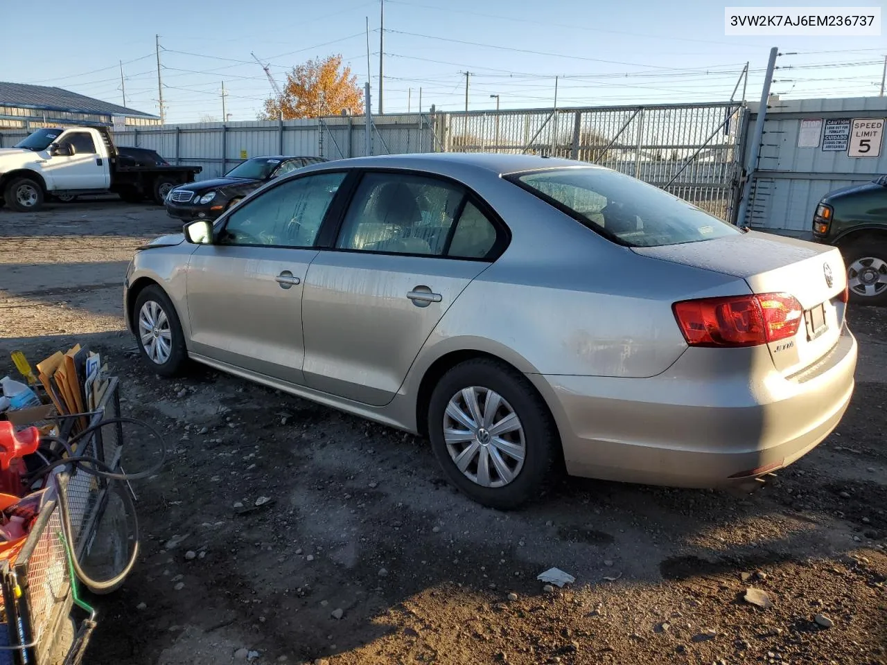 2014 Volkswagen Jetta Base VIN: 3VW2K7AJ6EM236737 Lot: 77618474