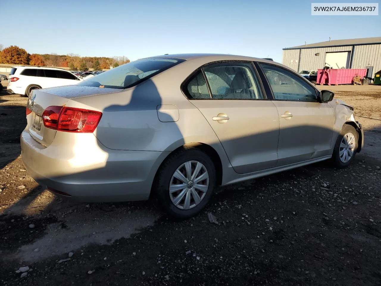 2014 Volkswagen Jetta Base VIN: 3VW2K7AJ6EM236737 Lot: 77618474