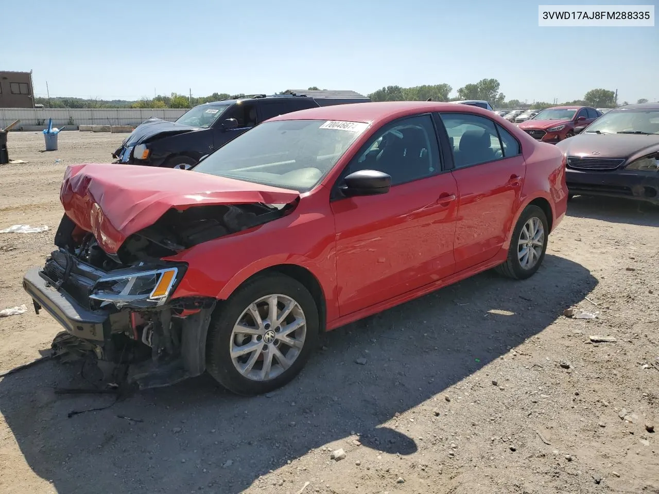 2015 Volkswagen Jetta Se VIN: 3VWD17AJ8FM288335 Lot: 70046674