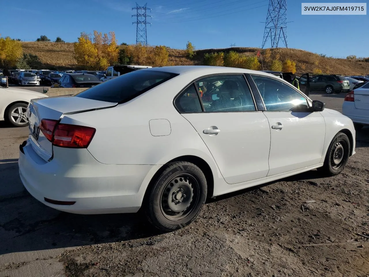 2015 Volkswagen Jetta Base VIN: 3VW2K7AJ0FM419715 Lot: 76008094