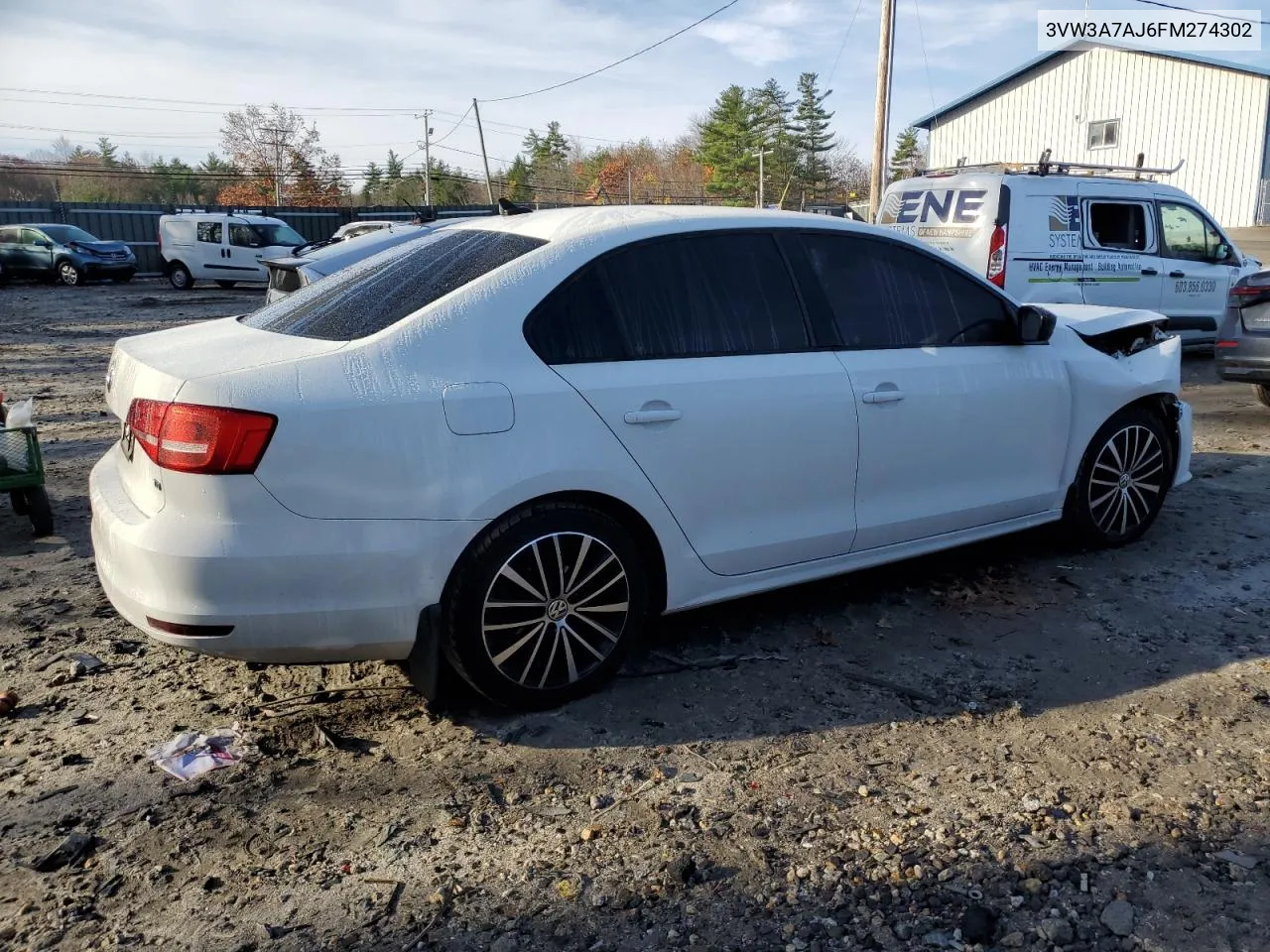 2015 Volkswagen Jetta Tdi VIN: 3VW3A7AJ6FM274302 Lot: 77801024