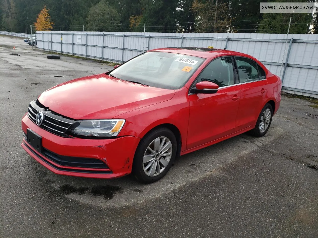 2015 Volkswagen Jetta Se VIN: 3VWD17AJ5FM403764 Lot: 78446714