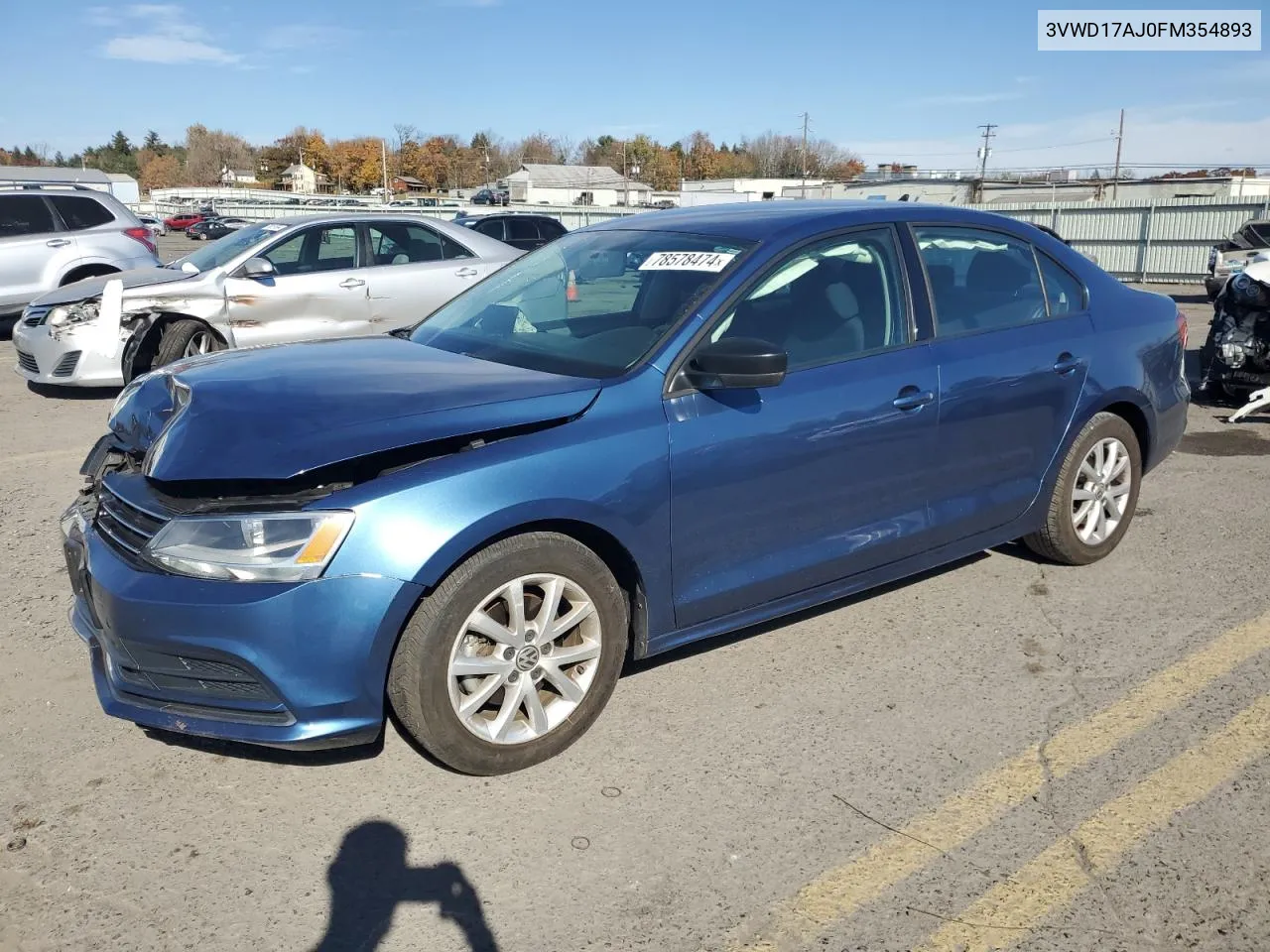 2015 Volkswagen Jetta Se VIN: 3VWD17AJ0FM354893 Lot: 78578474