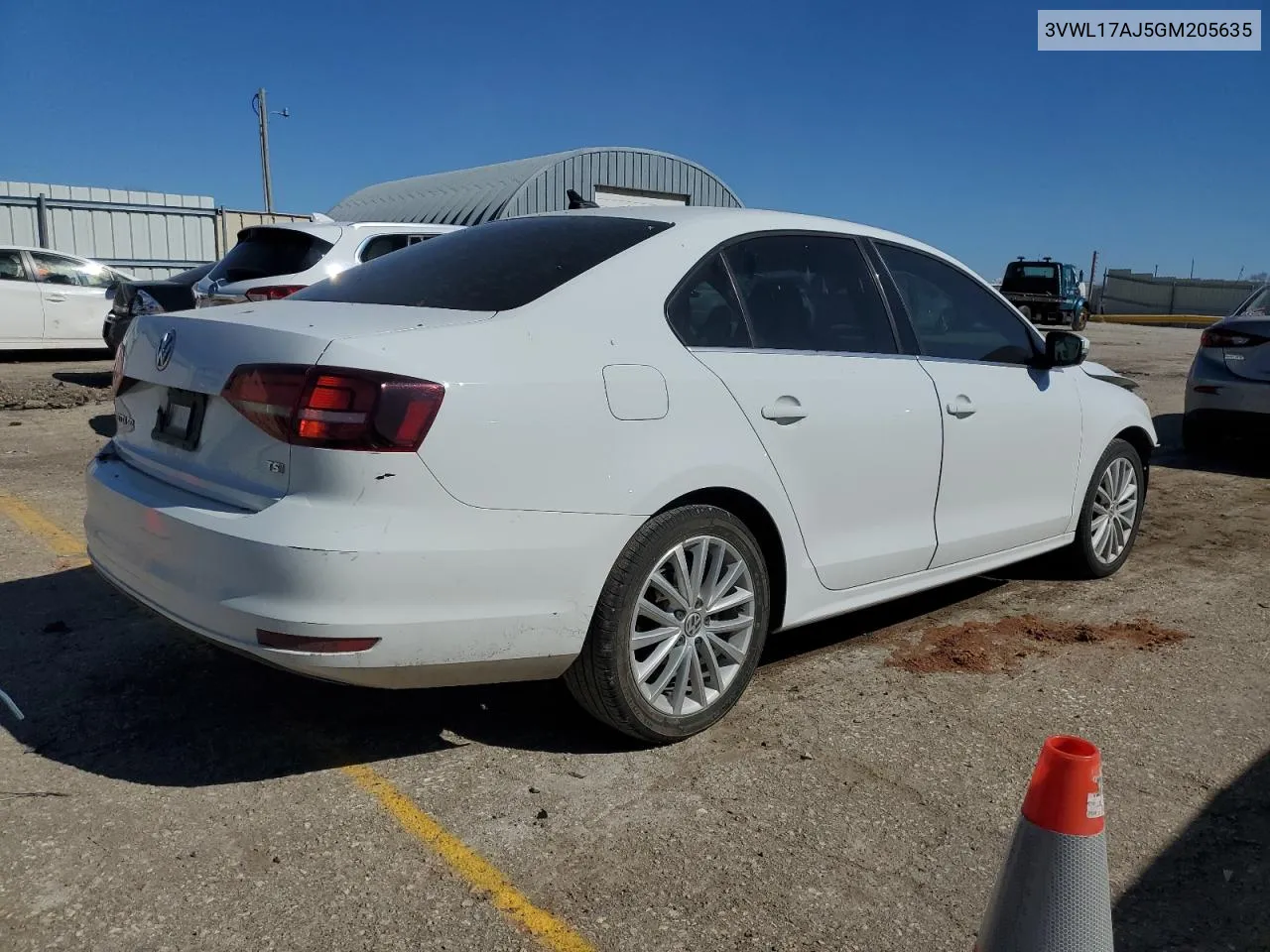 2016 Volkswagen Jetta Sel VIN: 3VWL17AJ5GM205635 Lot: 44883584