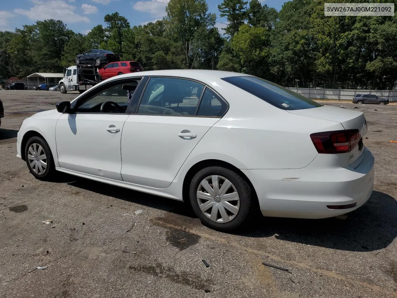 2016 Volkswagen Jetta S VIN: 3VW267AJ0GM221092 Lot: 69093494