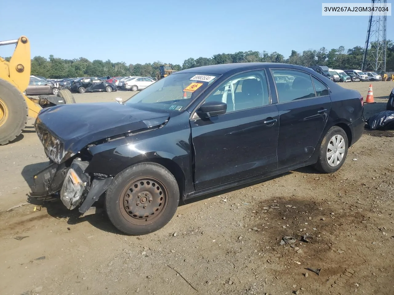 2016 Volkswagen Jetta S VIN: 3VW267AJ2GM347034 Lot: 69983534