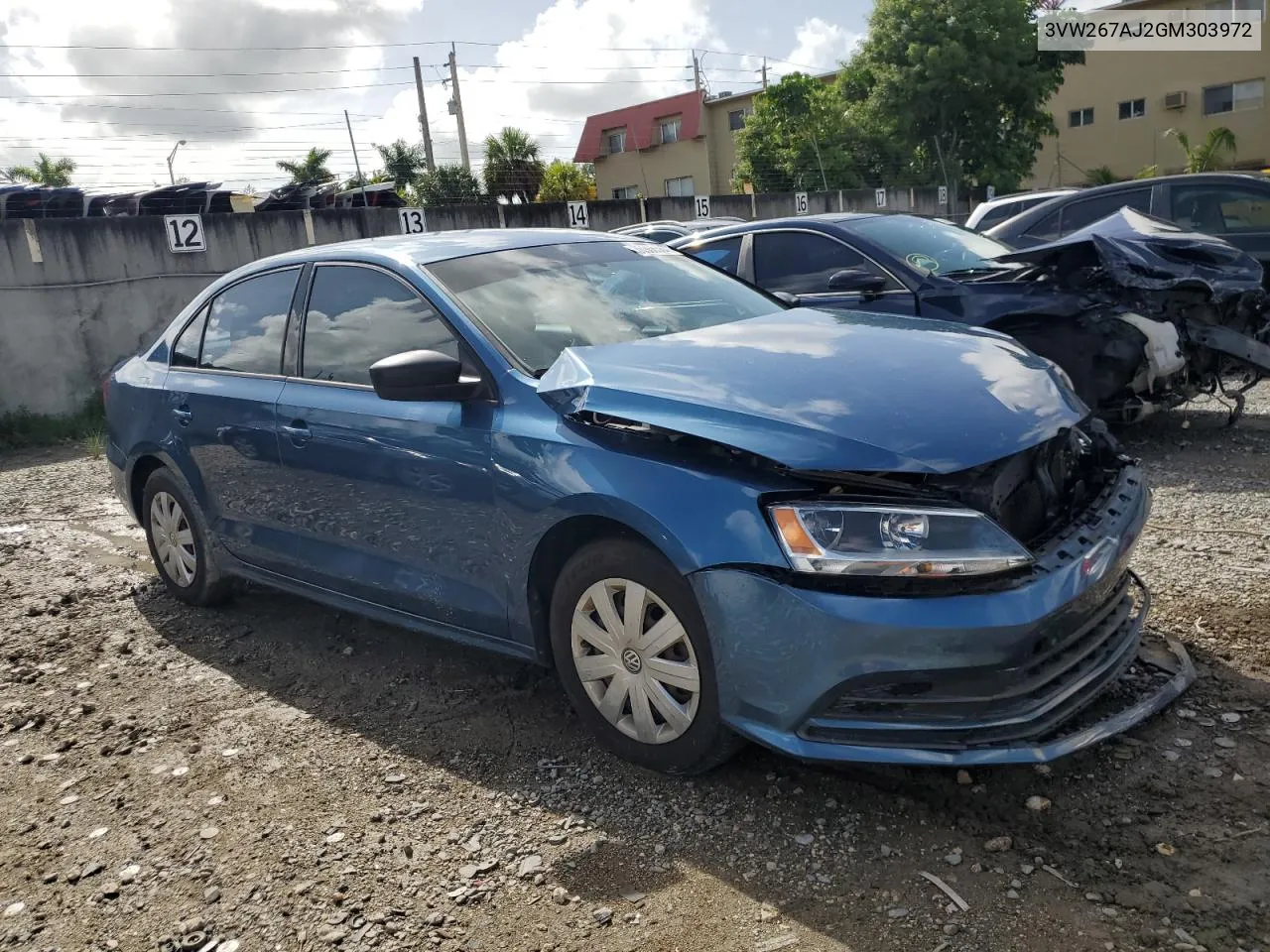 2016 Volkswagen Jetta S VIN: 3VW267AJ2GM303972 Lot: 70368584