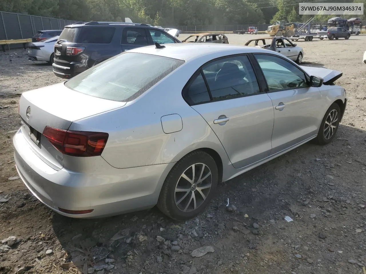 3VWD67AJ9GM346374 2016 Volkswagen Jetta Se