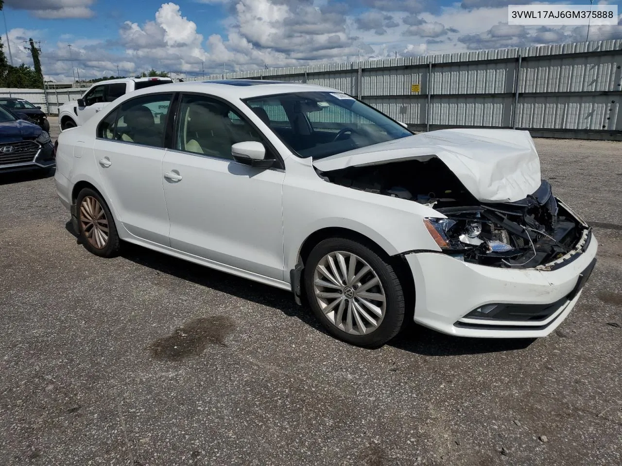 2016 Volkswagen Jetta Sel VIN: 3VWL17AJ6GM375888 Lot: 72266214