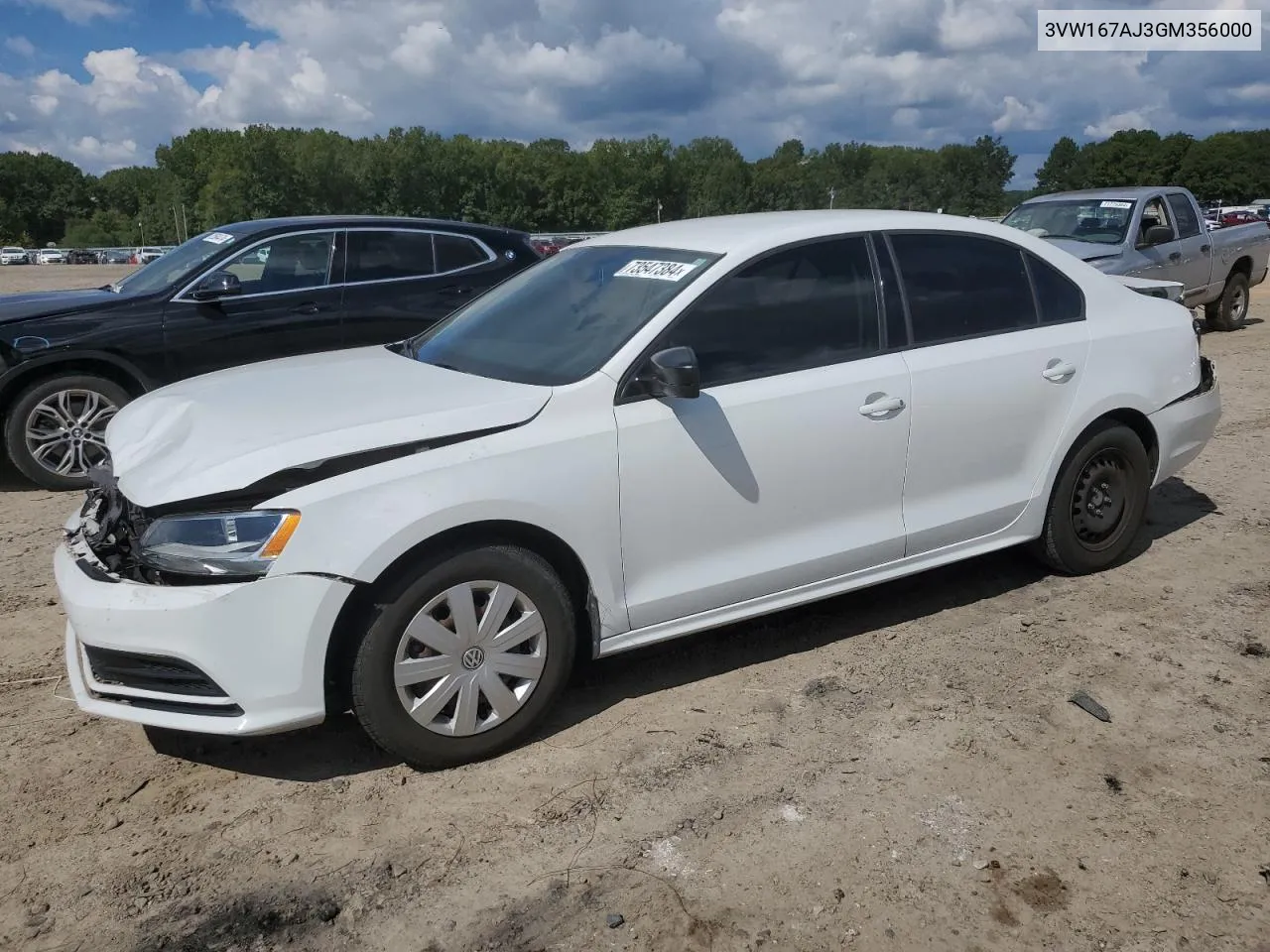 3VW167AJ3GM356000 2016 Volkswagen Jetta S