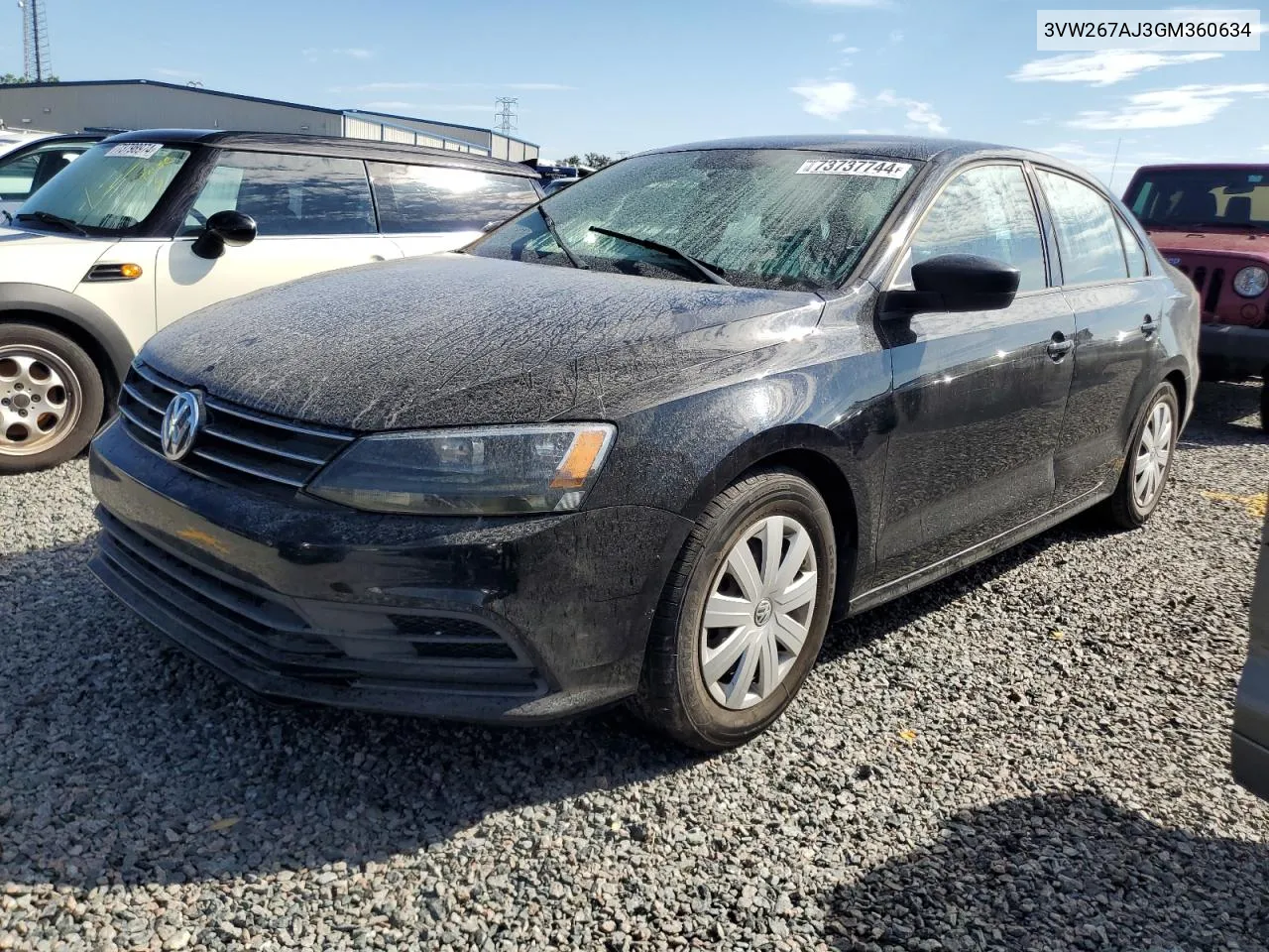 2016 Volkswagen Jetta S VIN: 3VW267AJ3GM360634 Lot: 73737744