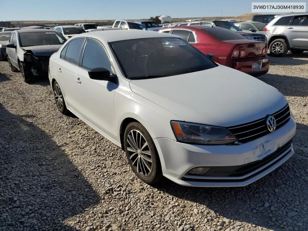 3VWD17AJ3GM418930 2016 Volkswagen Jetta Sport