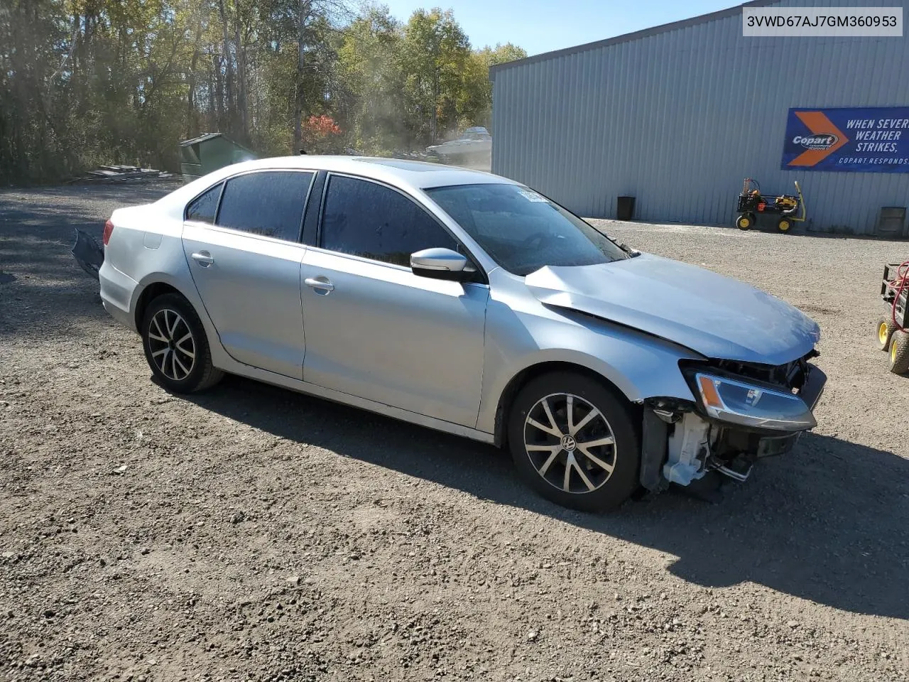 2016 Volkswagen Jetta Se VIN: 3VWD67AJ7GM360953 Lot: 74267464