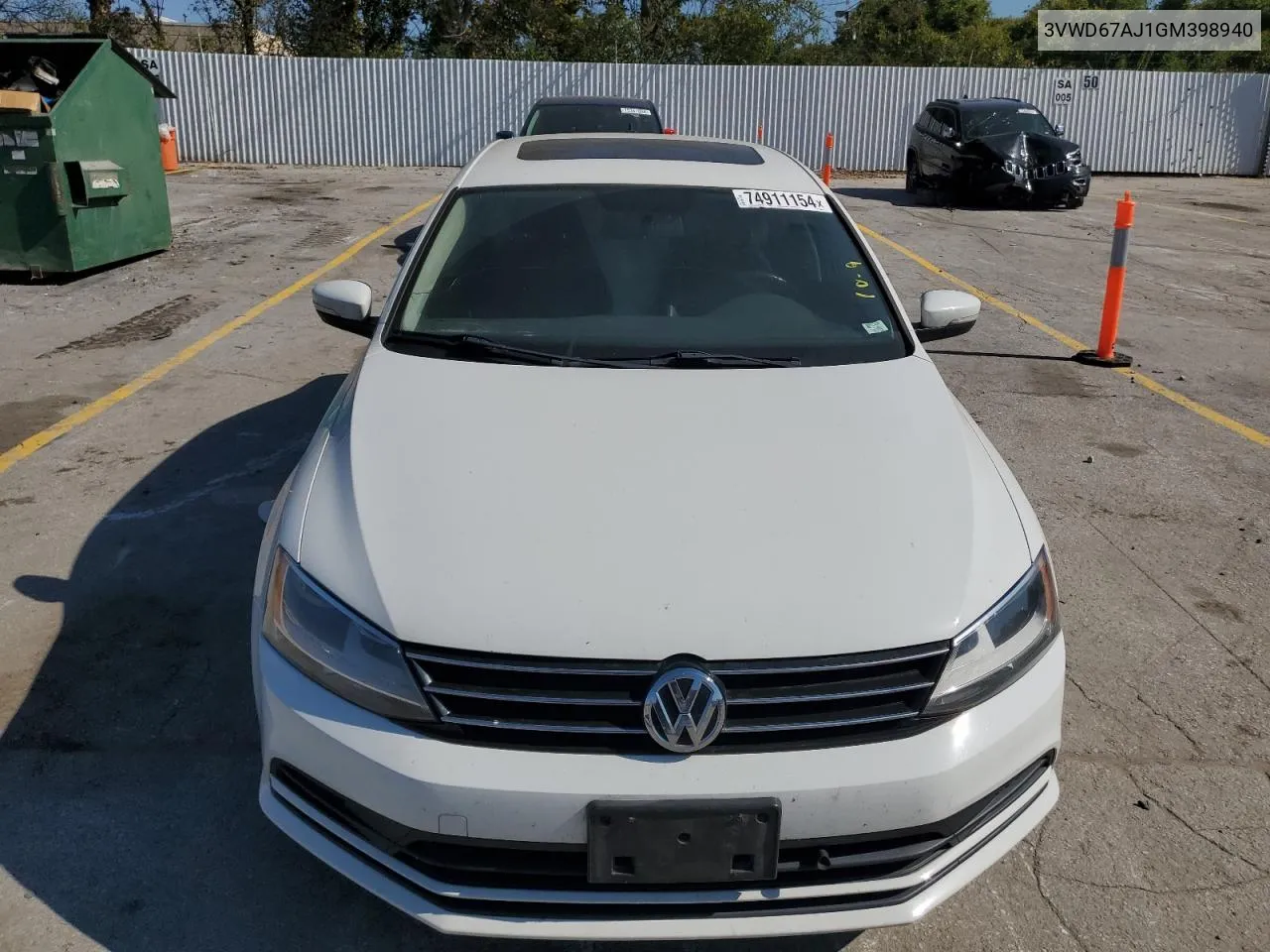 2016 Volkswagen Jetta Se VIN: 3VWD67AJ1GM398940 Lot: 74911154