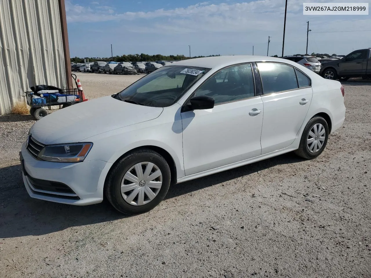 2016 Volkswagen Jetta S VIN: 3VW267AJ2GM218999 Lot: 75039234