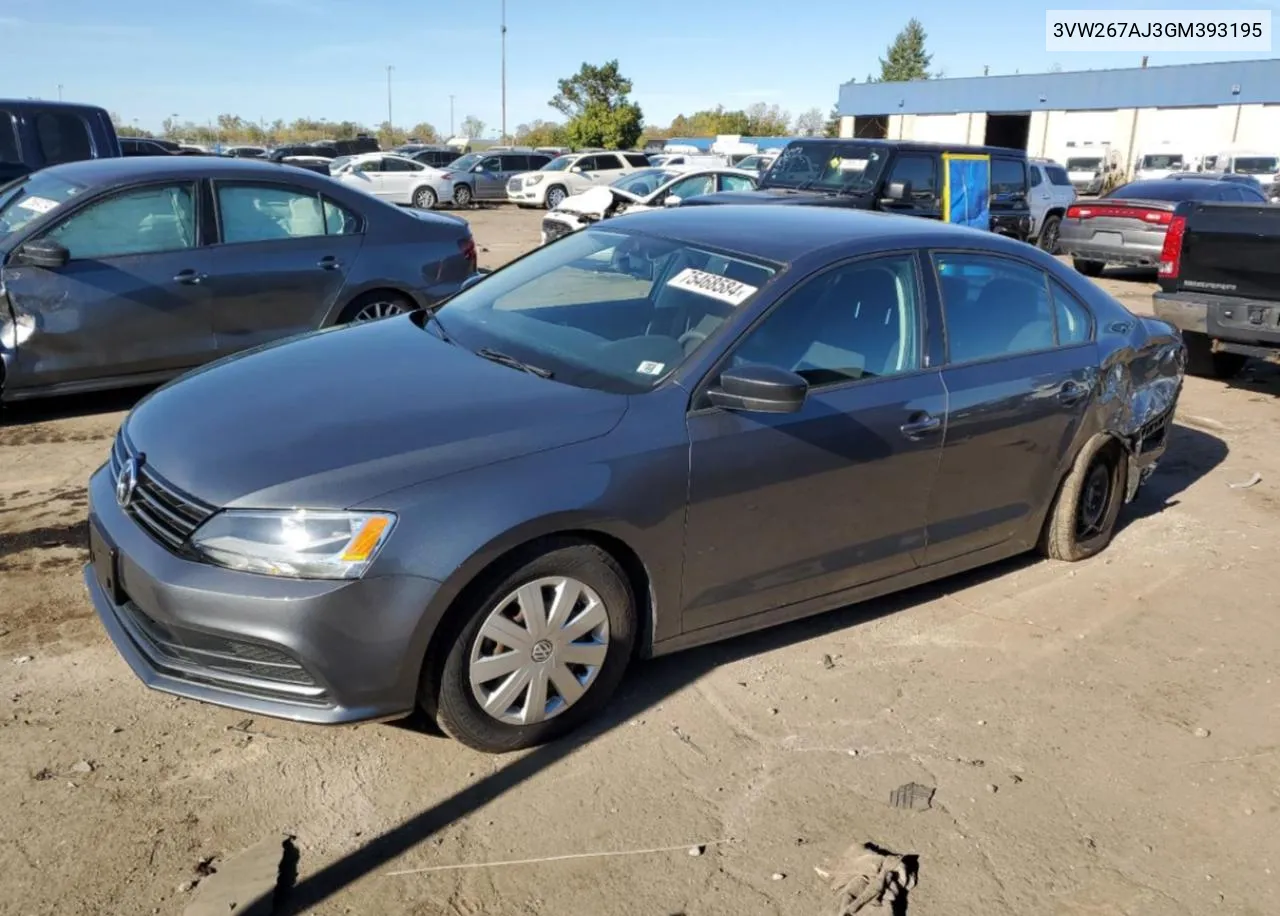 3VW267AJ3GM393195 2016 Volkswagen Jetta S