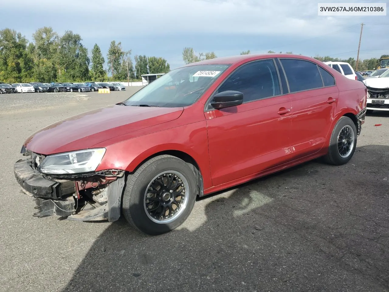 2016 Volkswagen Jetta S VIN: 3VW267AJ6GM210386 Lot: 75914954