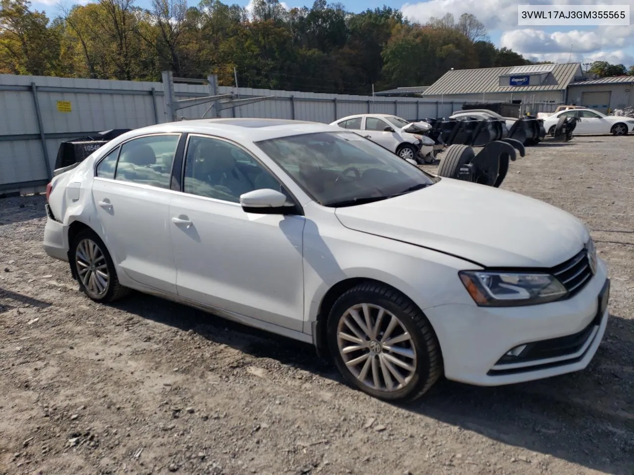 2016 Volkswagen Jetta Sel VIN: 3VWL17AJ3GM355565 Lot: 76356874