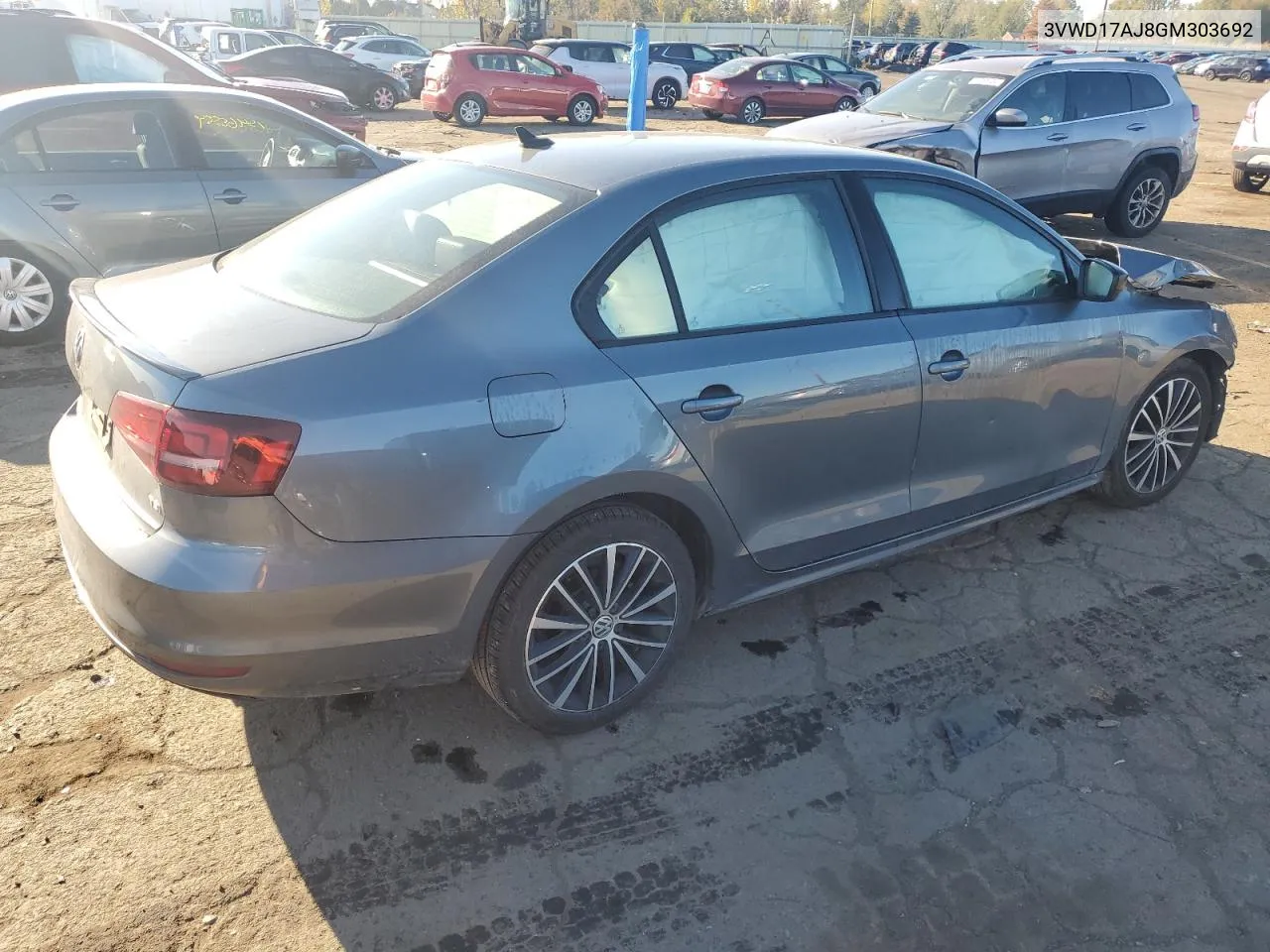 2016 Volkswagen Jetta Sport VIN: 3VWD17AJ8GM303692 Lot: 76604704