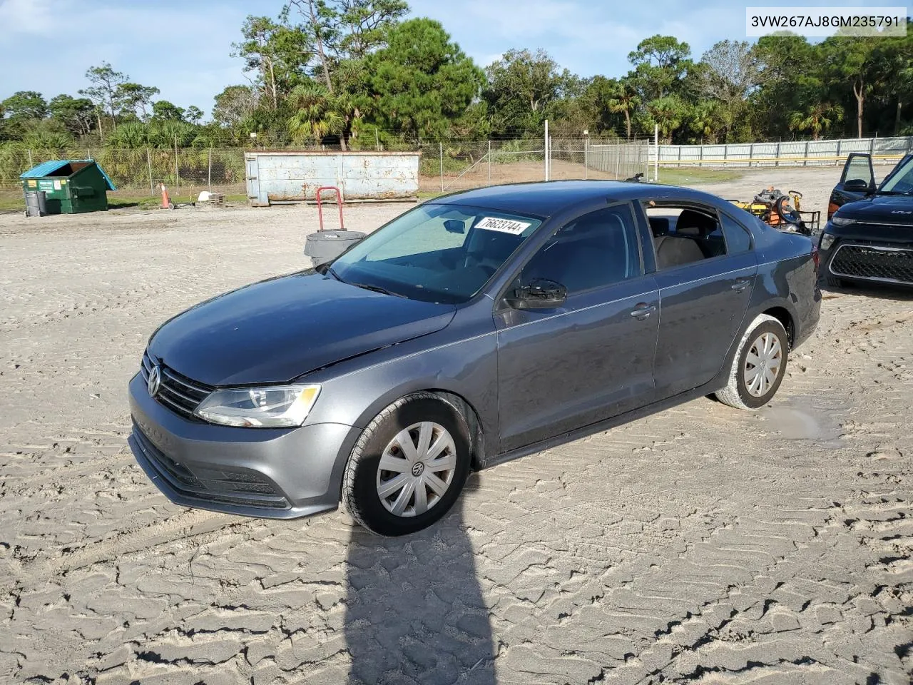 2016 Volkswagen Jetta S VIN: 3VW267AJ8GM235791 Lot: 76623744