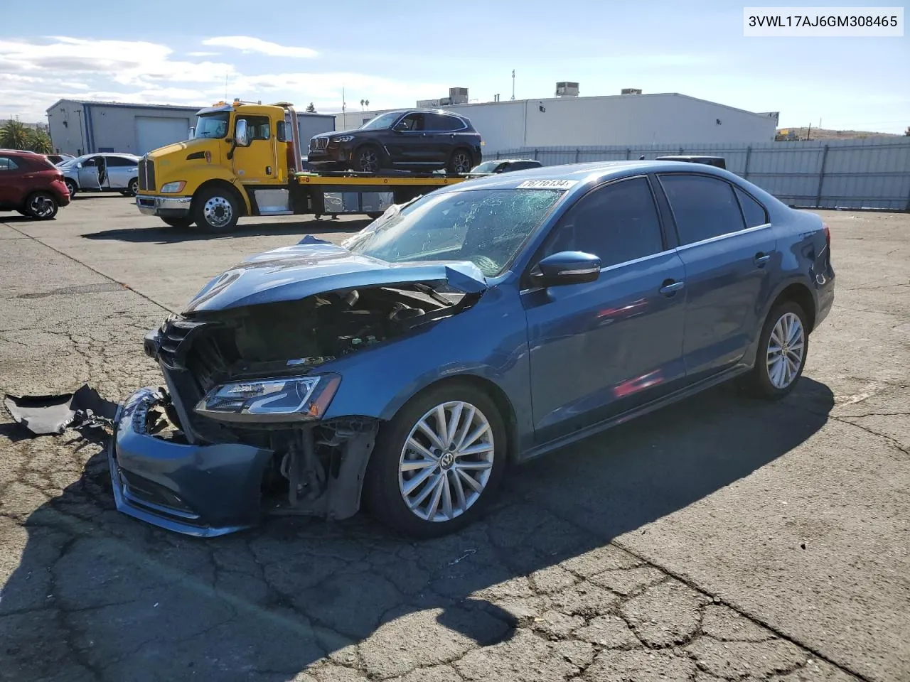 2016 Volkswagen Jetta Sel VIN: 3VWL17AJ6GM308465 Lot: 76716134