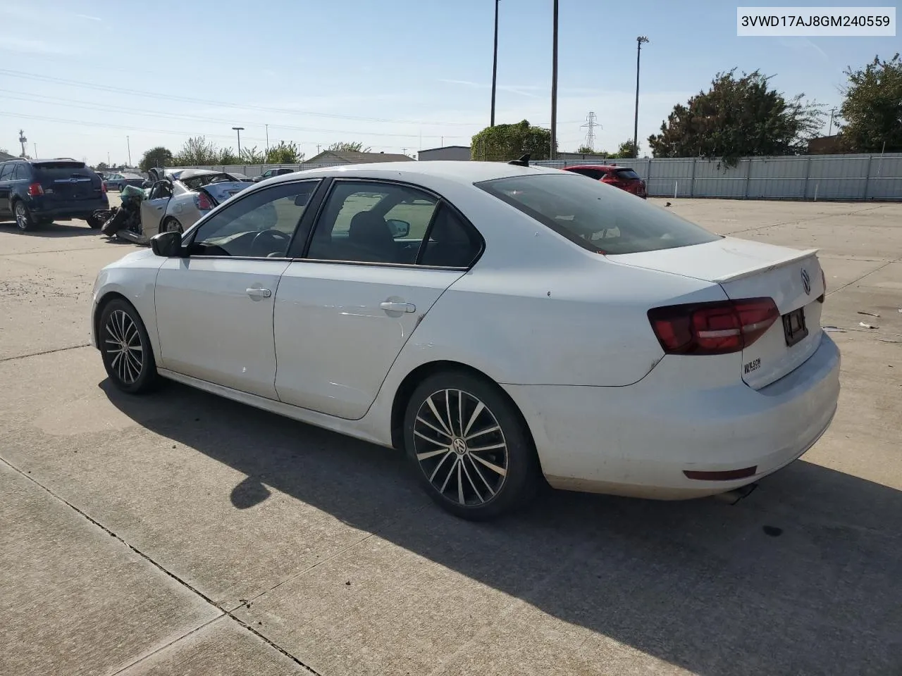 2016 Volkswagen Jetta Sport VIN: 3VWD17AJ8GM240559 Lot: 78064954