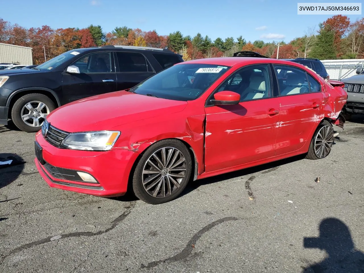 2016 Volkswagen Jetta Sport VIN: 3VWD17AJ5GM346693 Lot: 79036874