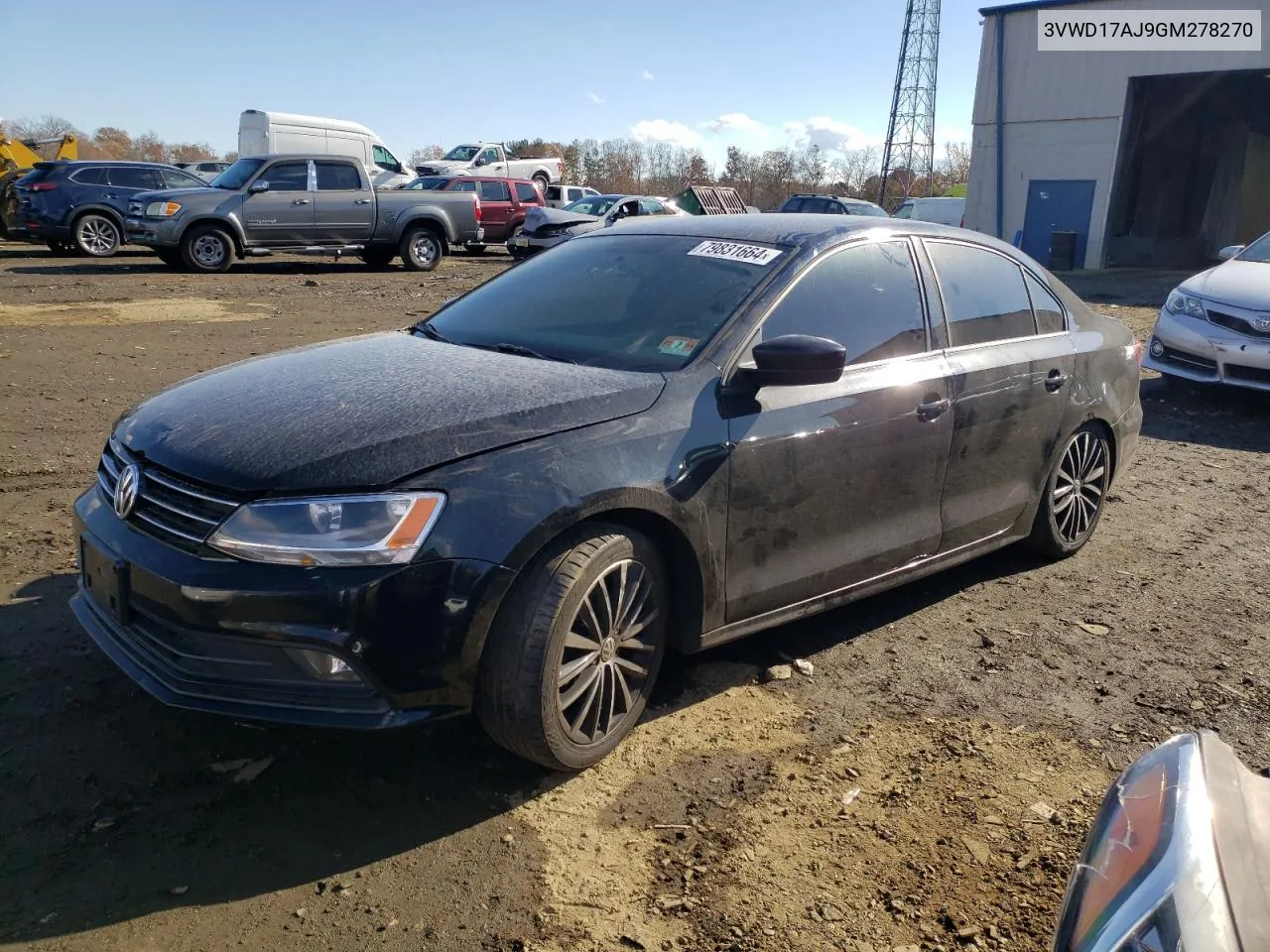 2016 Volkswagen Jetta Sport VIN: 3VWD17AJ9GM278270 Lot: 79831664