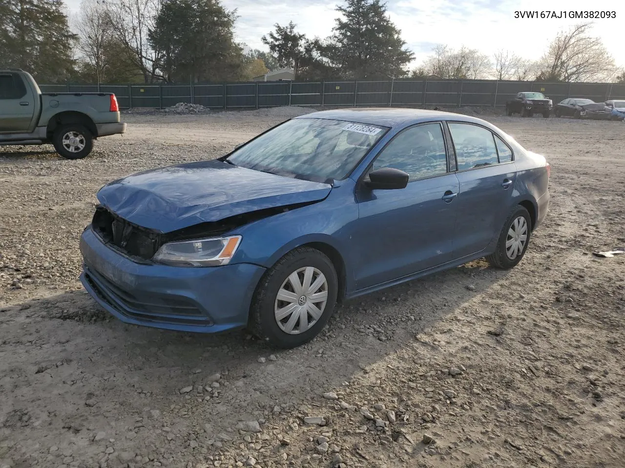 2016 Volkswagen Jetta S VIN: 3VW167AJ1GM382093 Lot: 81128284