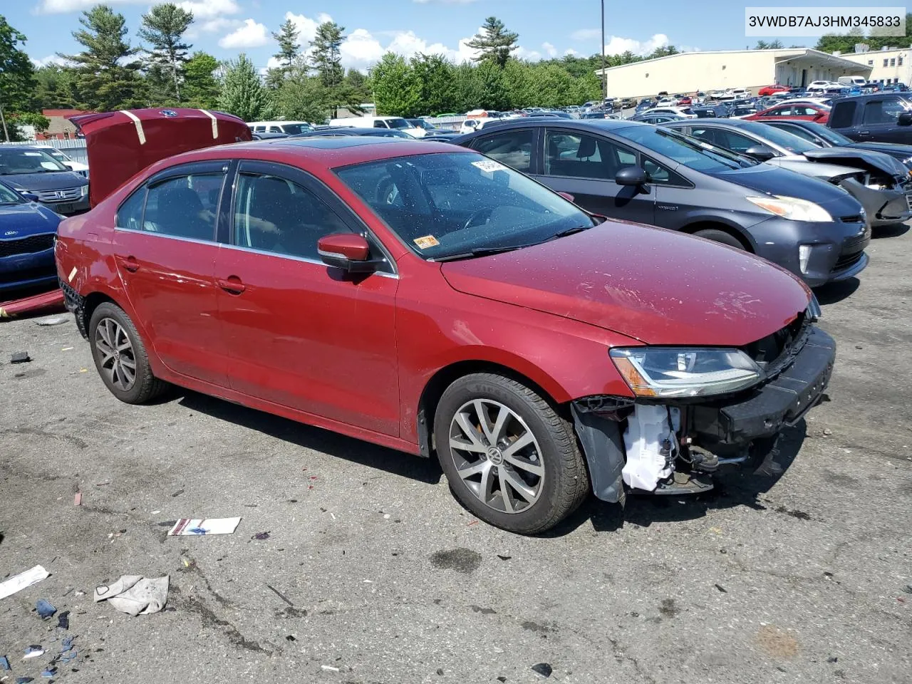 2017 Volkswagen Jetta Se VIN: 3VWDB7AJ3HM345833 Lot: 56434654