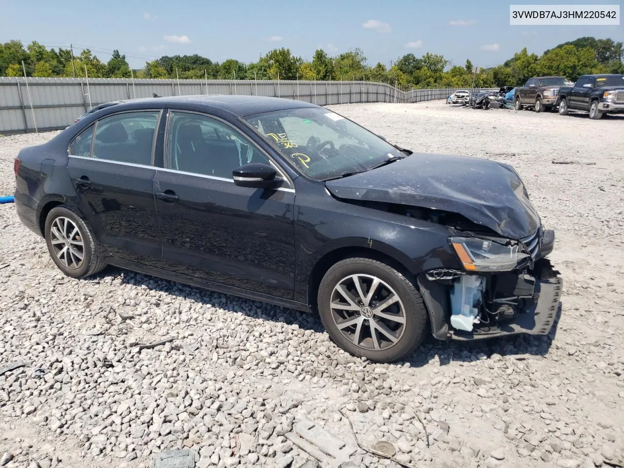 2017 Volkswagen Jetta Se VIN: 3VWDB7AJ3HM220542 Lot: 68108934