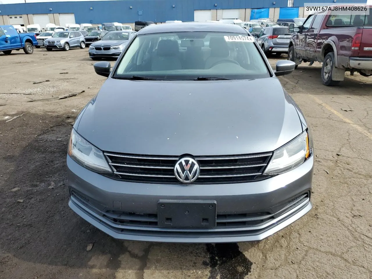 2017 Volkswagen Jetta S VIN: 3VW167AJ8HM408626 Lot: 70914574