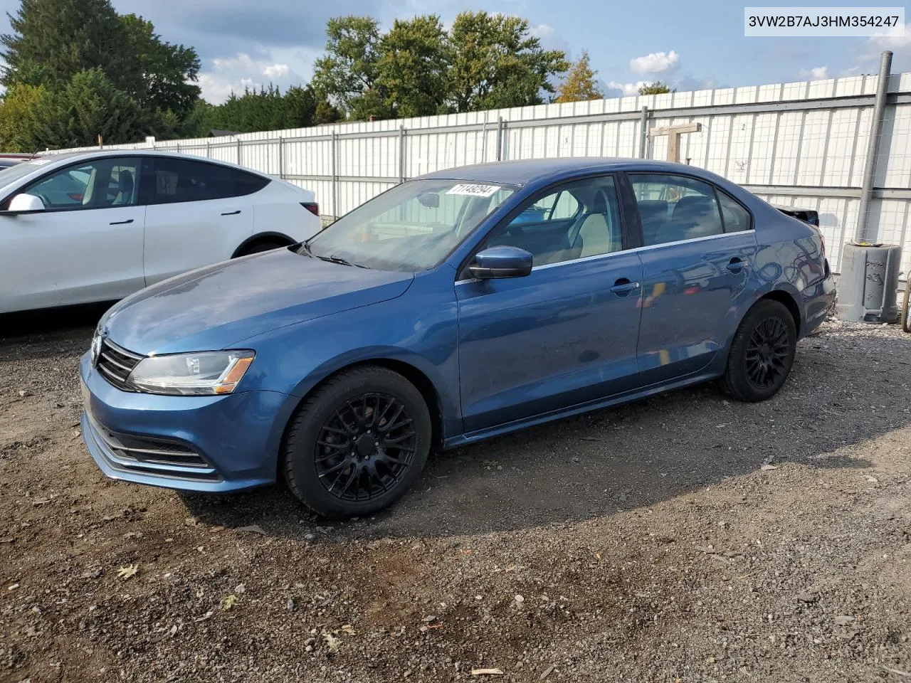 2017 Volkswagen Jetta S VIN: 3VW2B7AJ3HM354247 Lot: 71149294