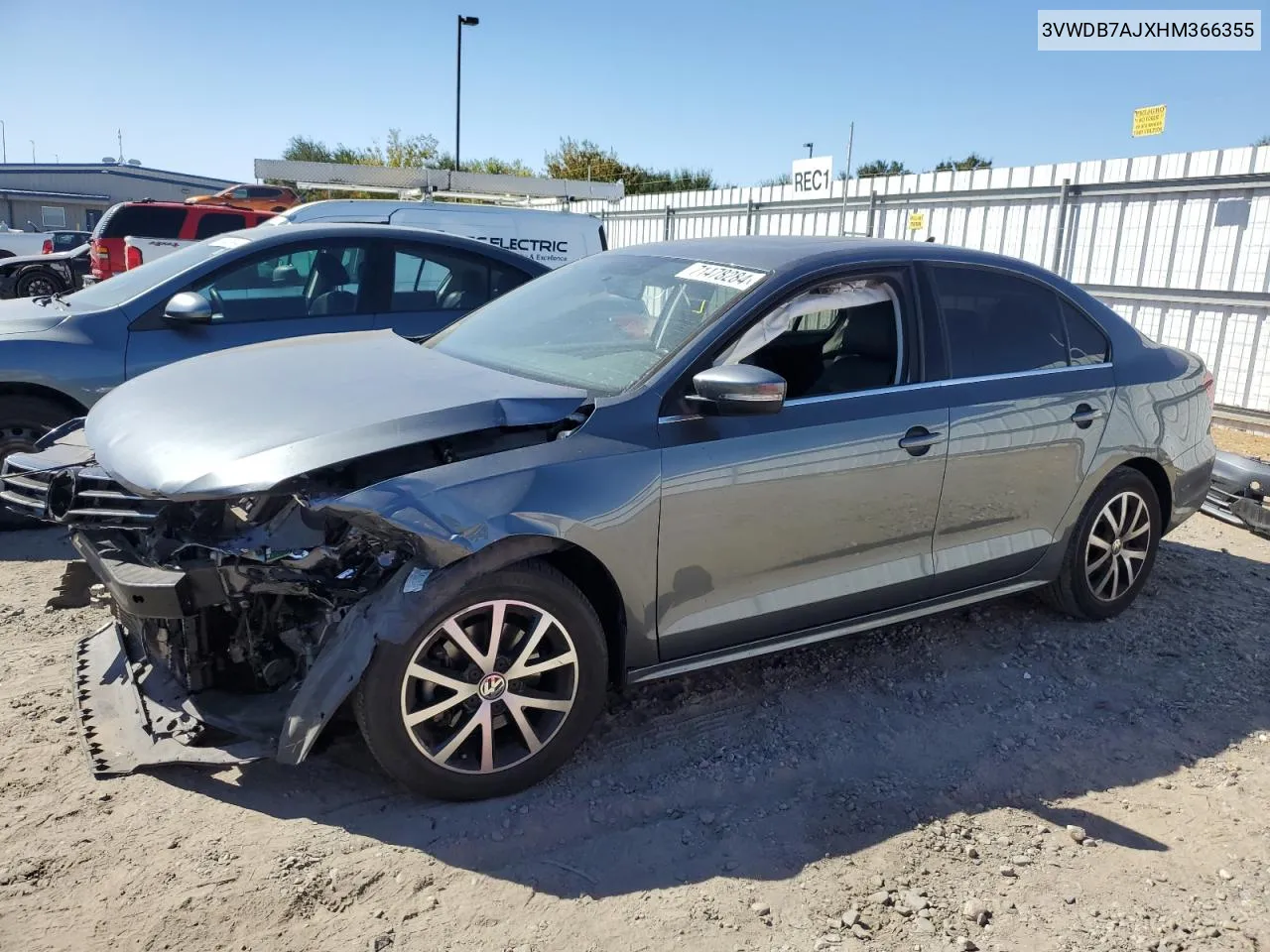 2017 Volkswagen Jetta Se VIN: 3VWDB7AJXHM366355 Lot: 71478284