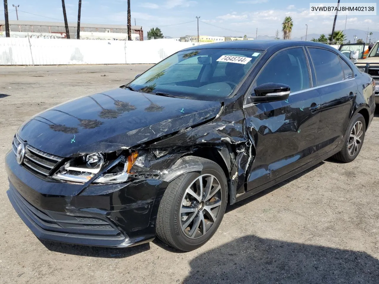 2017 Volkswagen Jetta Se VIN: 3VWDB7AJ8HM402138 Lot: 74545744