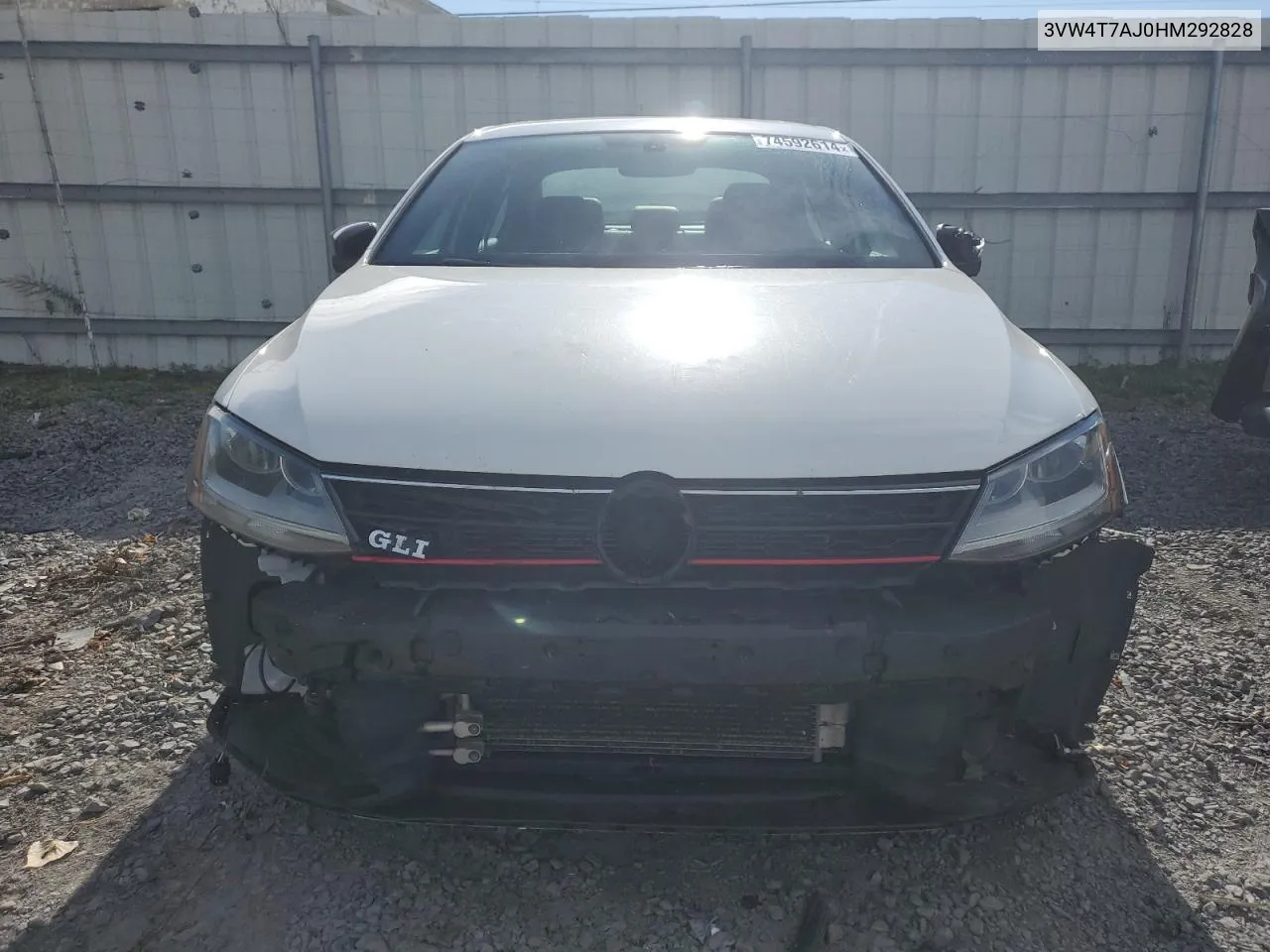 3VW4T7AJ0HM292828 2017 Volkswagen Jetta Gli