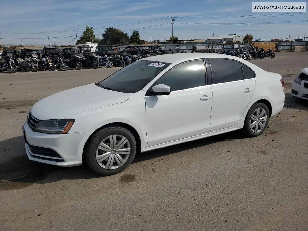 2017 Volkswagen Jetta S VIN: 3VW167AJ7HM386988 Lot: 75417694