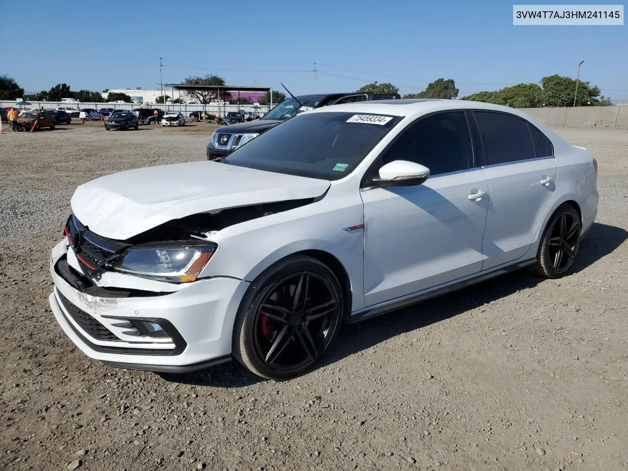 2017 Volkswagen Jetta Gli VIN: 3VW4T7AJ3HM241145 Lot: 75459334