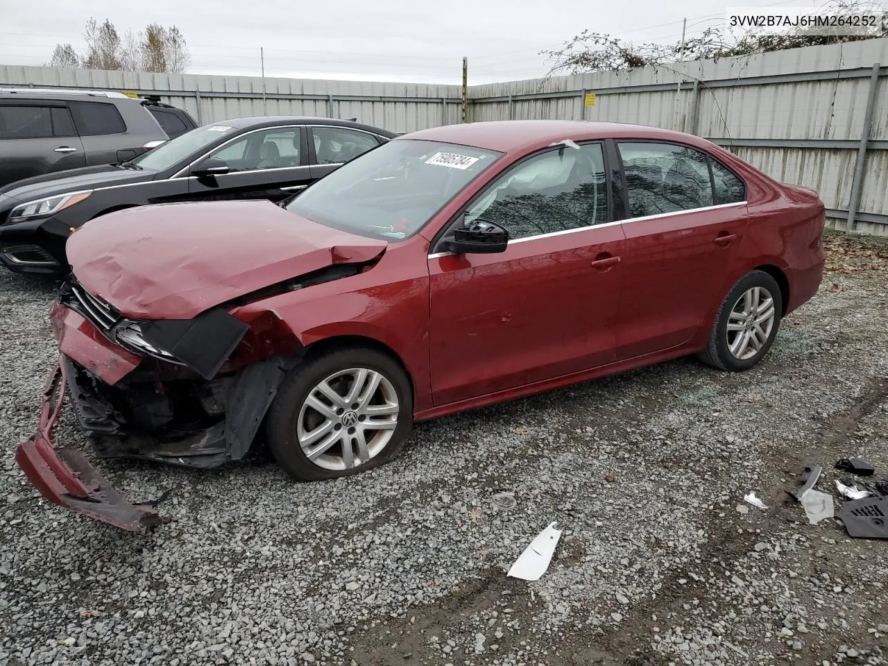 2017 Volkswagen Jetta S VIN: 3VW2B7AJ6HM264252 Lot: 75905784