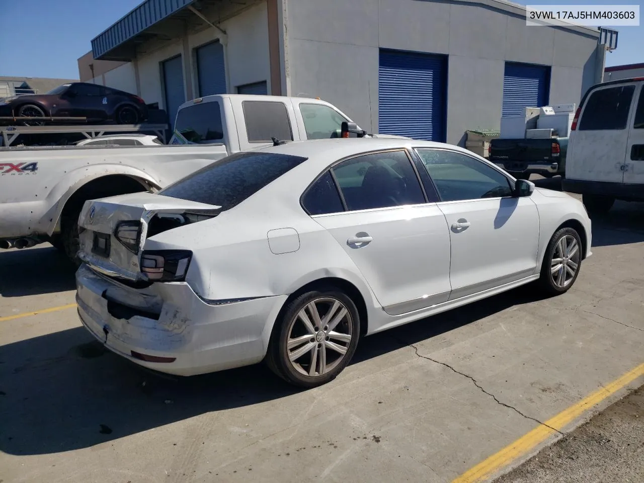 2017 Volkswagen Jetta Sel VIN: 3VWL17AJ5HM403603 Lot: 76472604