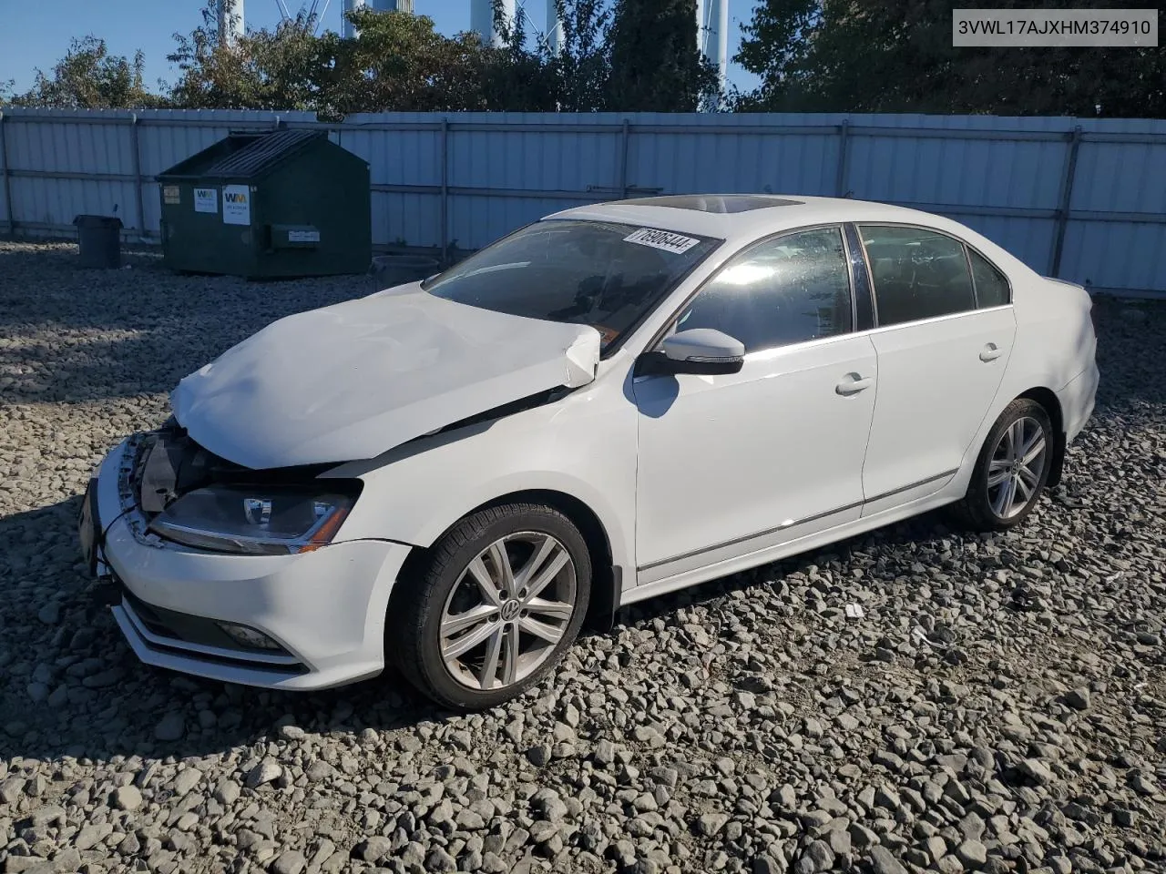 2017 Volkswagen Jetta Sel VIN: 3VWL17AJXHM374910 Lot: 76906444